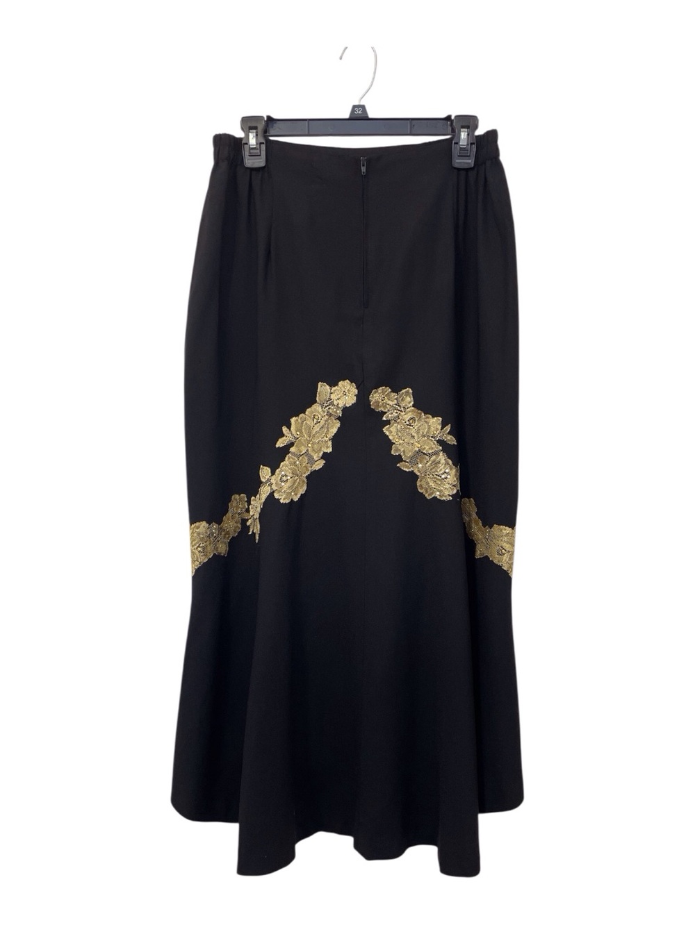 Vintage Black Maxi Skirt with Gold Floral Embroidered,12 - Picture 2 of 9